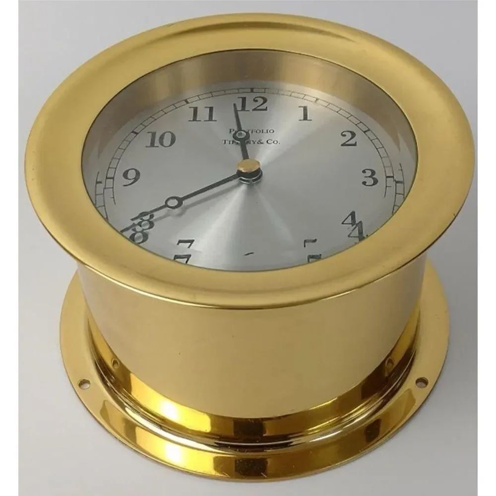 Rare ~ Tiffany & Co.  Portfolio Quartz Clock in Glazed Gold Tone ~ Excellent